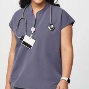 Women’s Figs Technical Collection Rafaela scrub Top in space navy size large